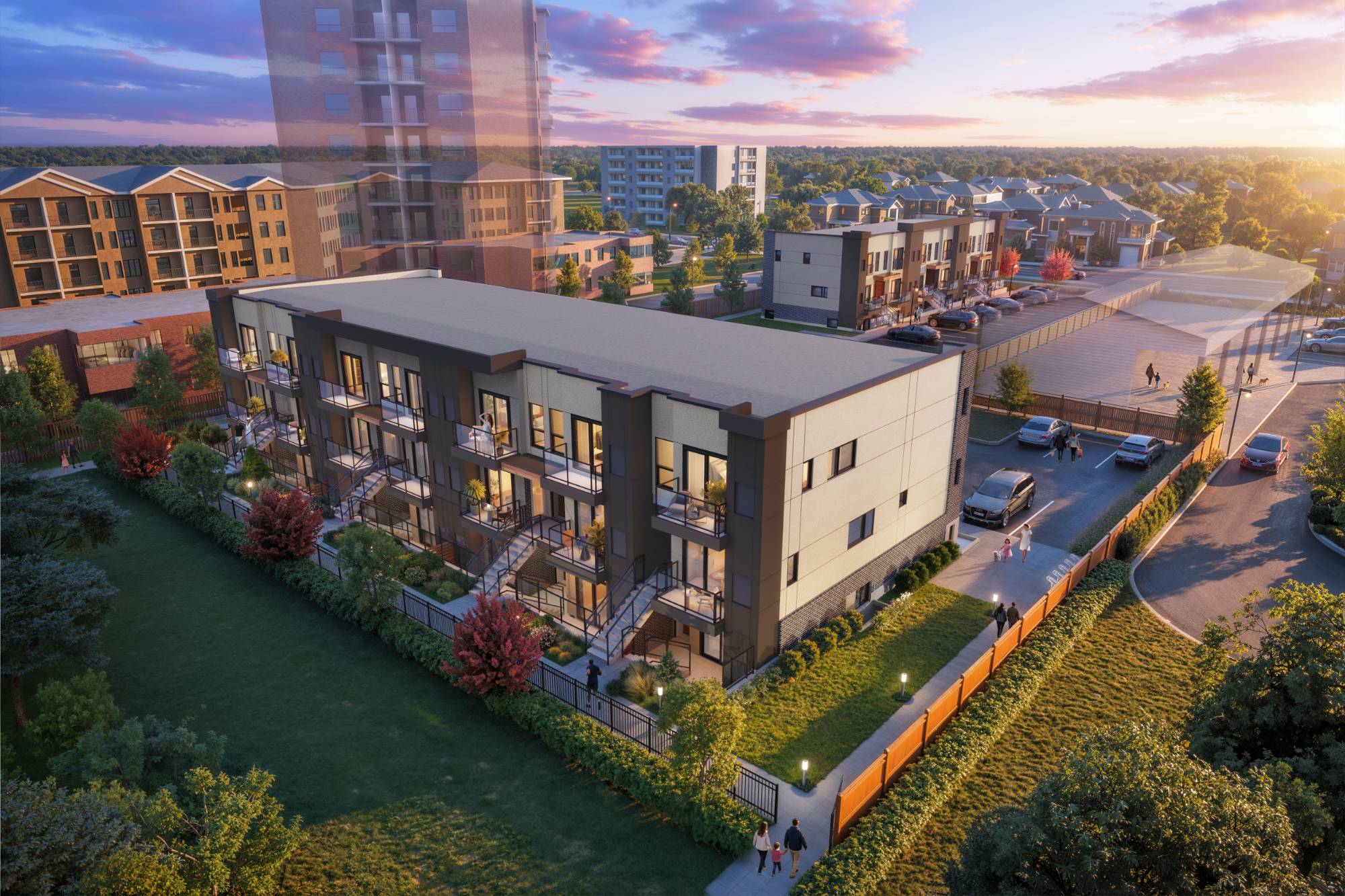 Parkside39 — exterior rendering of the completed building at dusk